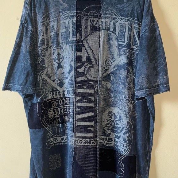 Y2K Distressed Affliction Cyber Mall Goth Studded Heavy Tee - Picture 6 of 8